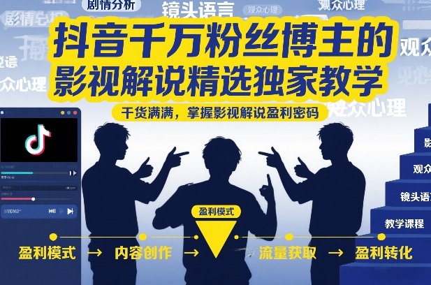 抖音千万粉丝博主的影视解说精选独家教学，干货满满，掌握影视解说盈利密码（更新）-52网创