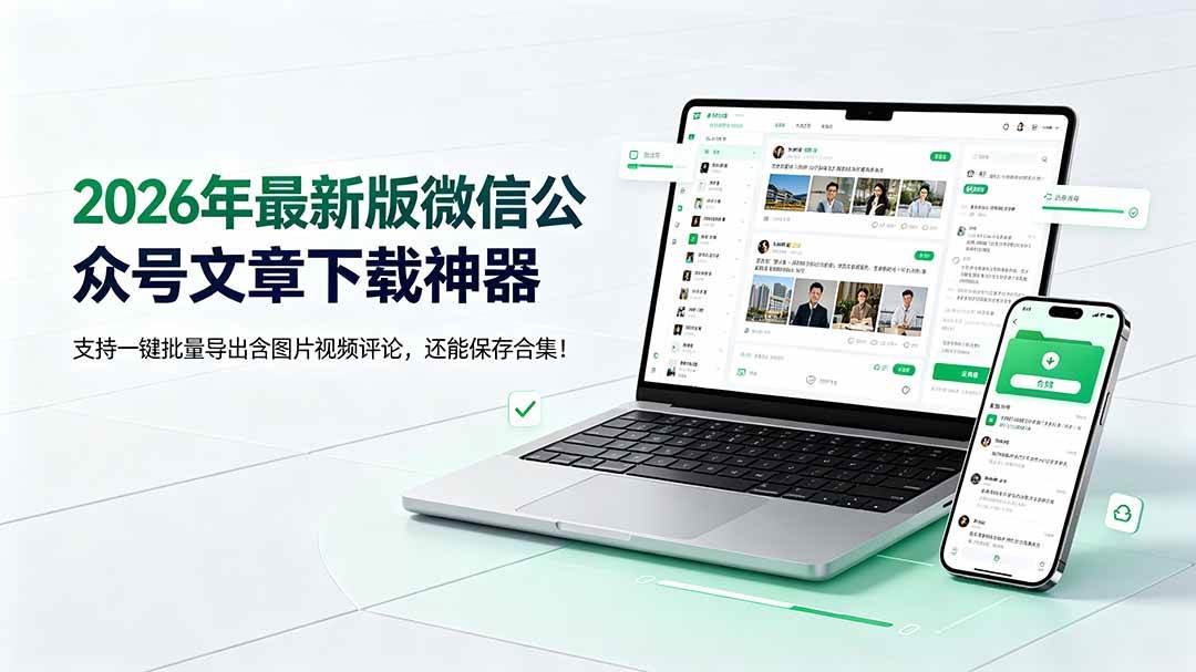 （19486期）2026年最新版微信公众号文章下载神器，支持一键批量导出含图片视频评论，还能保存合集！ - 52网创-52网创