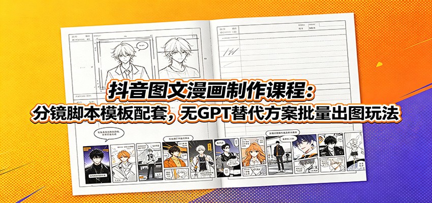 抖音图文漫画制作课程：分镜脚本模板配套，无GPT替代方案批量出图玩法 - 52网创-52网创