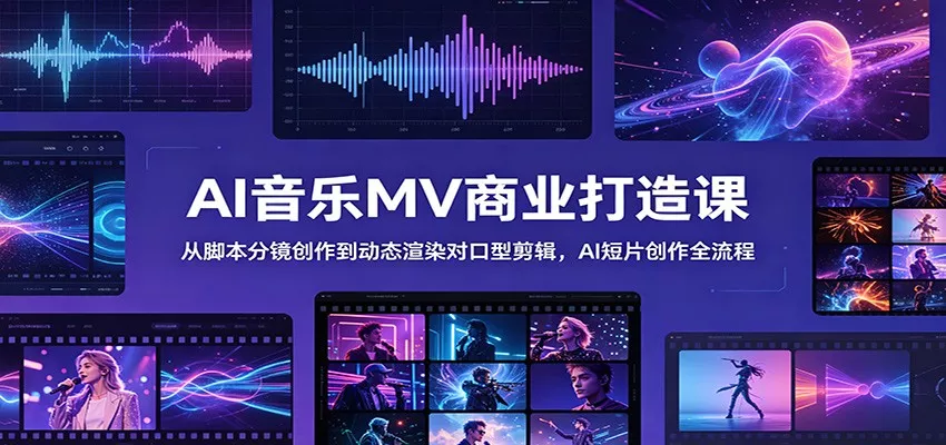 AI音乐MV商业打造课：从脚本分镜创作到动态渲染对口型剪辑，AI短片创作全流程 - 52网创-52网创