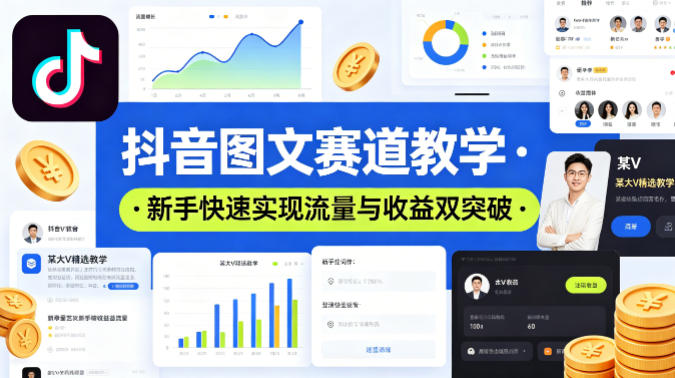 抖音图文赛道教学，某大V精选教学，新手也能快速实现流量与收益双突破 - 52网创-52网创