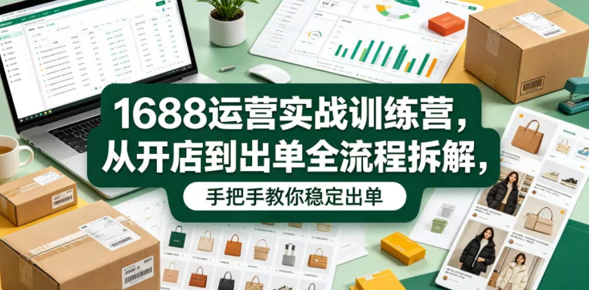 1688运营实战训练营，从开店到出单全流程拆解，手把手教你稳定出单(更新0620)-52网创