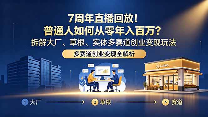 （18894期）7周年直播回放！普通人如何从零年入百万？拆解大厂、草根、实体多赛道创业变现玩法 - 52网创-52网创