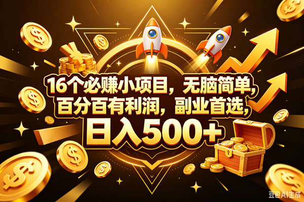 （18440期）16个必赚钱的小项目，百分百赚米，无脑简单，副业首选，日入300+ - 52网创-52网创