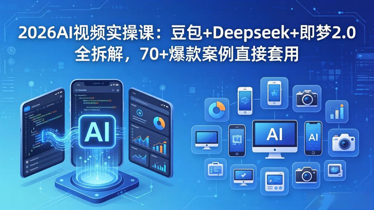 2026AI视频实操课：豆包+Deepseek+即梦2.0全拆解，70+爆款案例直接套用 - 52网创-52网创
