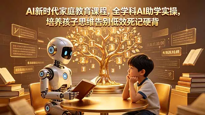 AI新时代家庭教育课程，全学科AI助学实操，培养孩子思维告别低效死记硬背 - 52网创-52网创