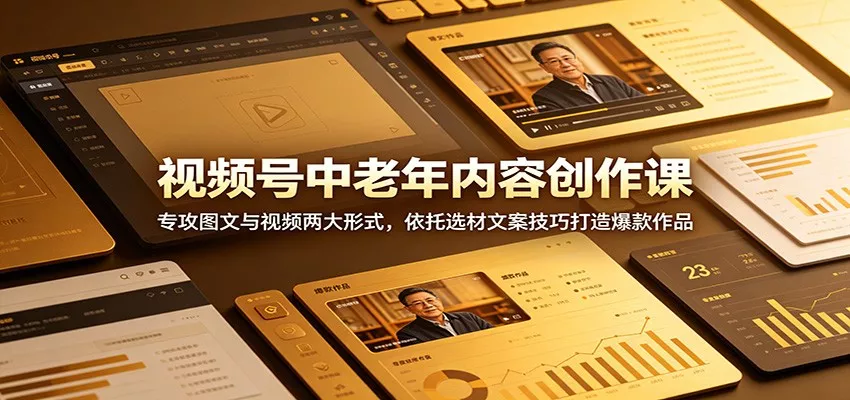 视频号中老年内容创作课：专攻图文与视频两大形式，依托选材文案技巧打造爆款作品 - 52网创-52网创