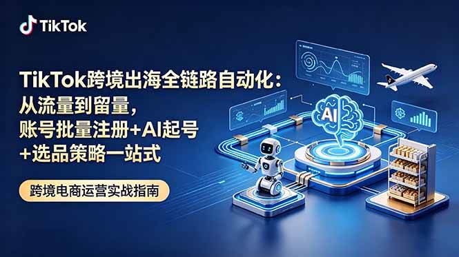 （18907期）TikTok跨境出海全链路自动化：从流量到留量，账号批量注册+AI起号+选品策略一站式-52网创