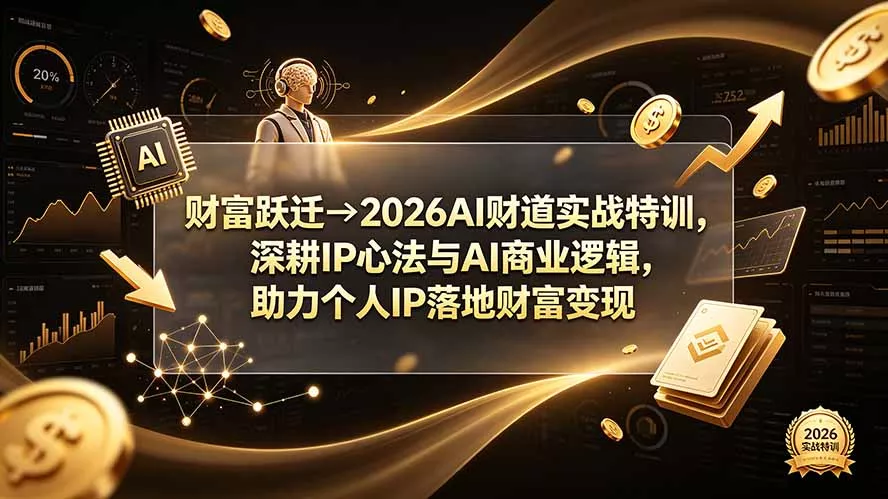 财富跃迁→2026AI财道实战特训，深耕IP心法与AI商业逻辑，助力个人IP落地财富变现 - 52网创-52网创