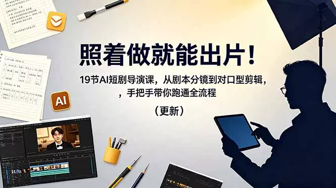 照着做就能出片！19节AI短剧导演课，从剧本分镜到对口型剪辑，手把手带你跑通全流程(更新 - 52网创-52网创