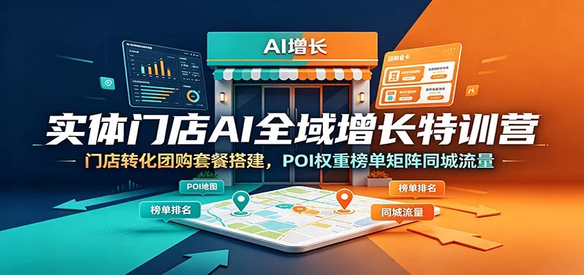 实体门店AI全域增长特训营：门店转化团购套餐搭建，POI权重榜单矩阵同城流量 - 52网创-52网创