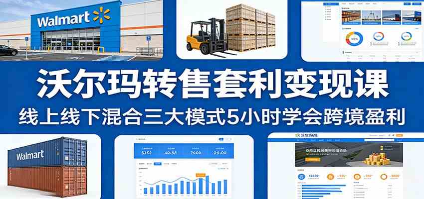 沃尔玛转售套利变现课：线上线下混合三大模式5小时学会跨境盈利-52网创