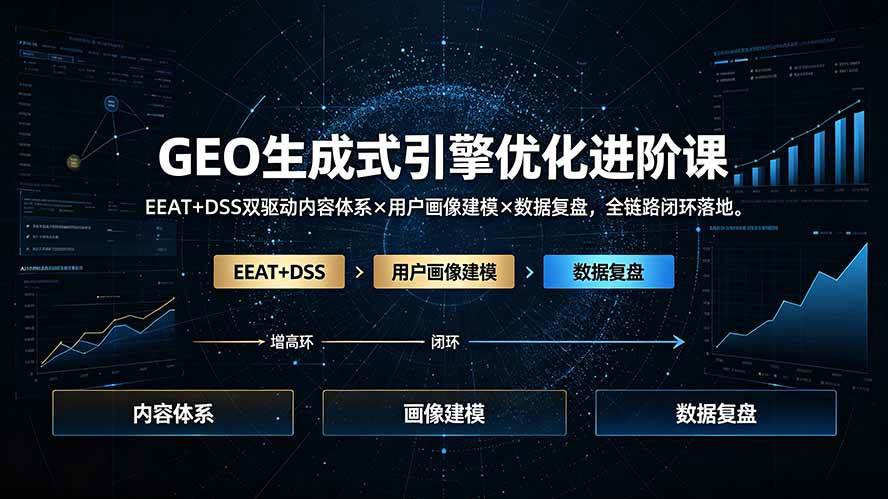 （19269期）GEO生成式引擎优化进阶课：EEAT+DSS双驱动内容体系×用户画像建模×数据复盘，全链路闭环落地 - 52网创-52网创