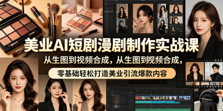 美业AI短剧漫剧制作实战课，从生图到视频合成，零基础轻松打造美业引流爆款内容 - 52网创-52网创