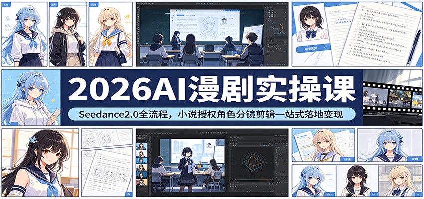 2026AI漫剧实操课：Seedance2.0全流程，小说授权角色分镜剪辑一站式落地变现 - 52网创-52网创