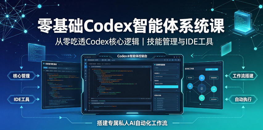 零基础Codex智能体系统课｜从零吃透Codex核心逻辑、技能管理与IDE工具，搭建专属私人AI自动化工作流 - 52网创-52网创