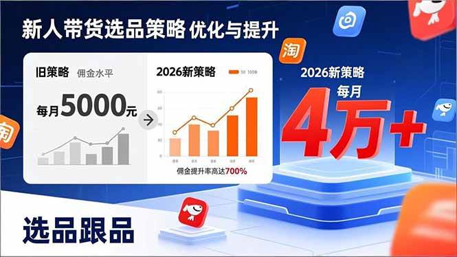 （17480期）新人带货别瞎选品！这套2026全新选品跟品策略，让我的佣金从0做到每月4万+-52网创