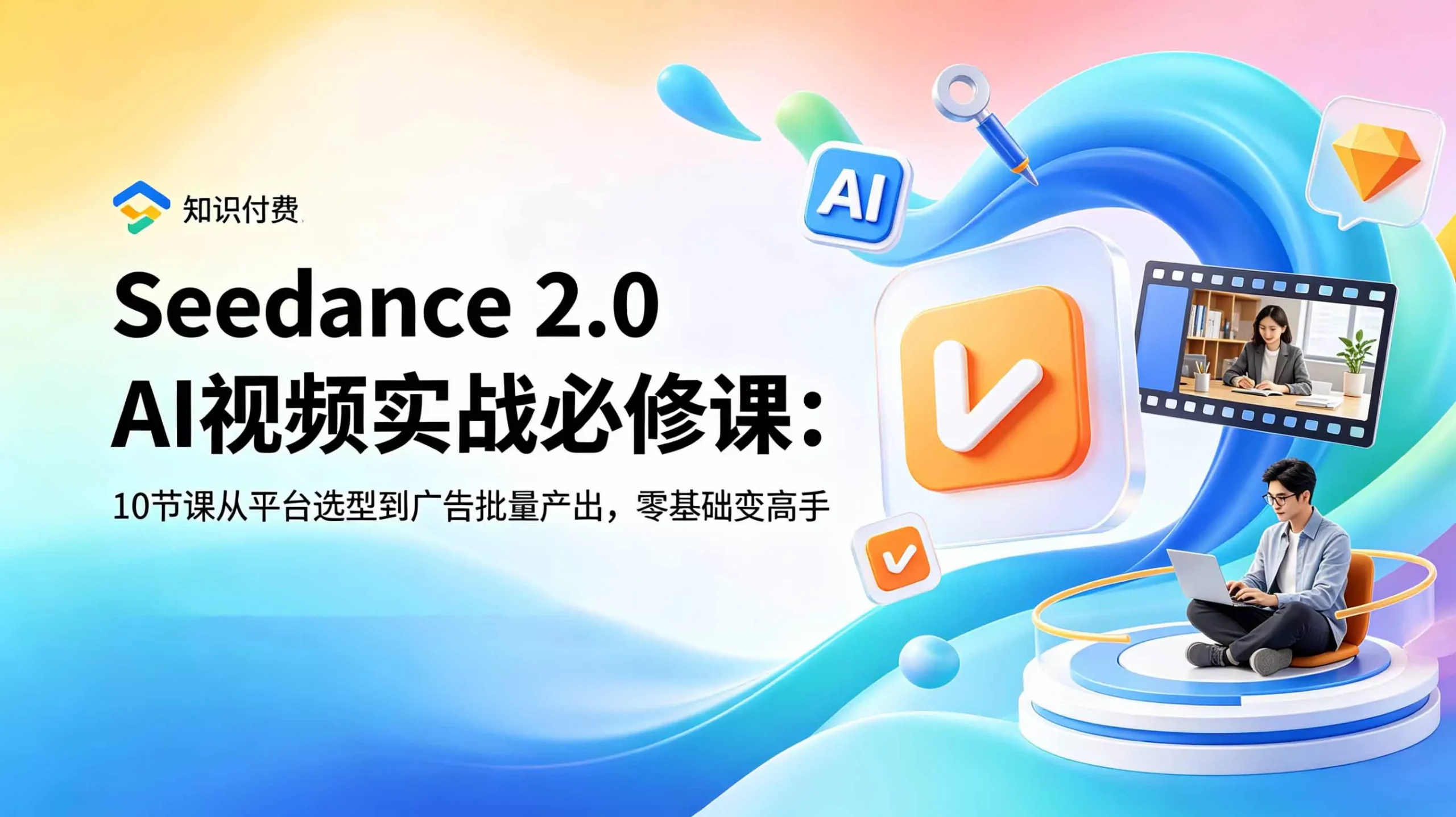 Seedance 2.0 AI视频实战必修课：10节课从平台选型到广告批量产出，零基础变高手-52网创