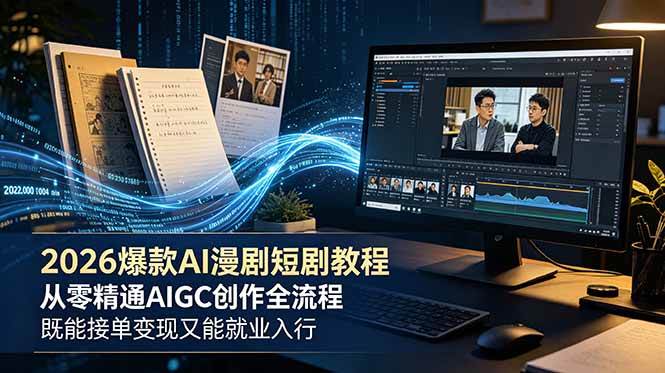 （18980期）2026 爆款 AI 漫剧短剧教程 从零精通 AIGC 创作全流程 既能接单变现又能就业入行-52网创