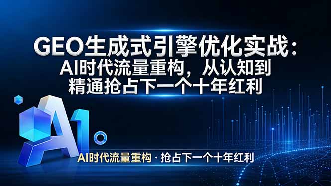 GEO 生成式引擎优化实战：AI时代流量重构，从认知到精通抢占下一个十年红利-52网创