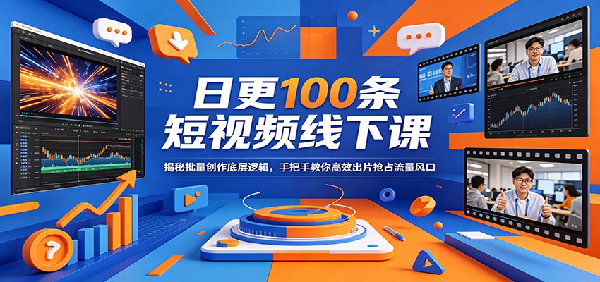 日更100条短视频线下课：揭秘批量创作底层逻辑，手把手教你高效出片抢占流量风口 - 52网创-52网创