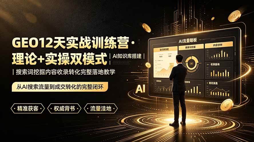 （19277期）GEO12天实战训练营·理论+实操双模式｜AI知识库搭建｜搜索词挖掘内容收录转化完整落地教学 - 52网创-52网创