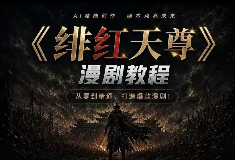 绯红天尊AI漫剧系统教程｜从零入门到精通，工具运用+剧本创作+爆款逻辑+提示词素材+镜头剪辑，全套爆款漫剧落地实战课 - 52网创-52网创