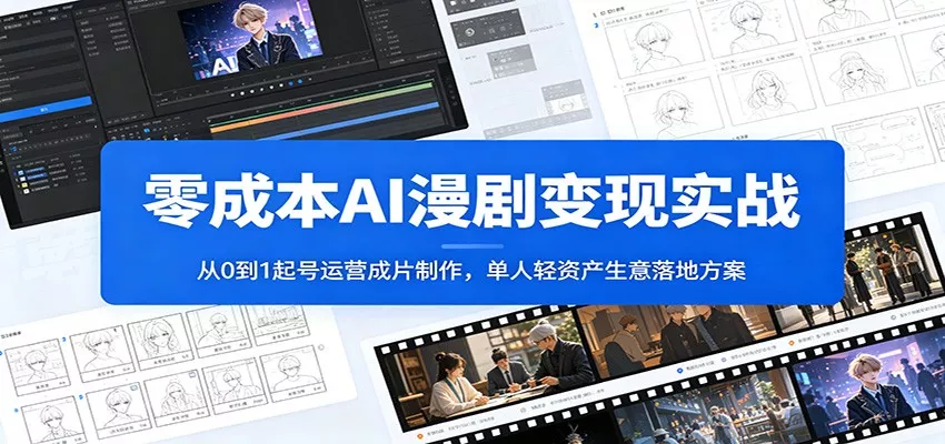 零成本AI漫剧变现实战：从0到1起号运营成片制作，单人轻资产生意落地方案 - 52网创-52网创