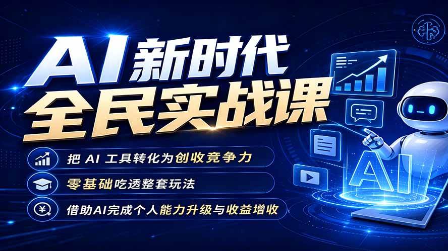 （19519期）AI新时代全民实战课，把 AI 工具转化为创收竞争力，零基础吃透整套玩法，借助AI完成个人能力升级与收益增收。 - 52网创-52网创