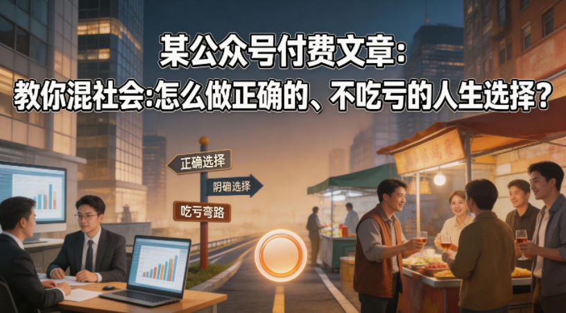 某公众号付费文章：教你混社会：怎么做正确的、不吃亏的人生选择？ - 52网创-52网创