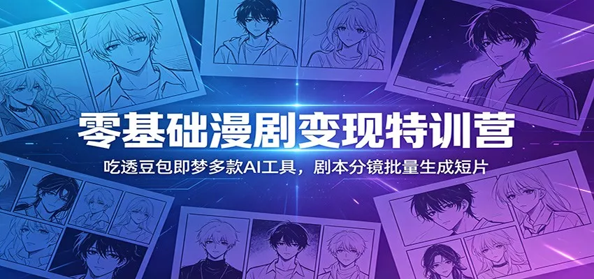 零基础漫剧变现特训营：玩转豆包即梦多款AI工具，剧本分镜批量生成短片 - 52网创-52网创