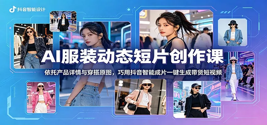 AI服装动态短片创作课：依托产品详情与穿搭原图，巧用抖音智能成片一键生成带货短视频 - 52网创-52网创