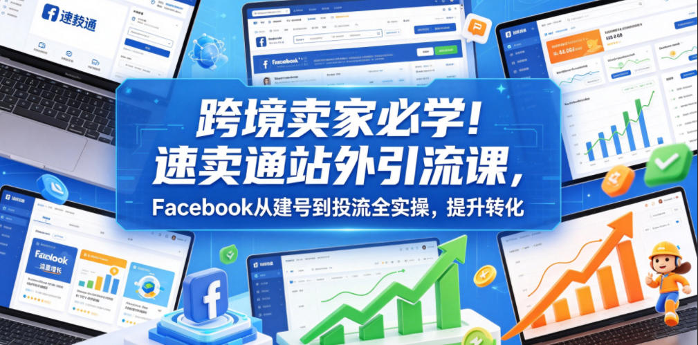 跨境卖家必学！速卖通站外引流课，Facebook从建号到投流全实操，提升转化 - 52网创-52网创