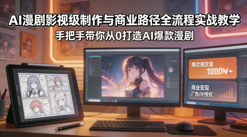 AI漫剧影视级制作与商业路径全流程实战教学，手带你从0打造AI爆款漫剧-52网创