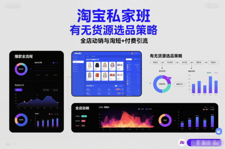 淘宝私家班,有无货源选品策略,高成功率爆款全流程打法,全店动销与淘短+付费引流(更新2026年08月05日)-52网创