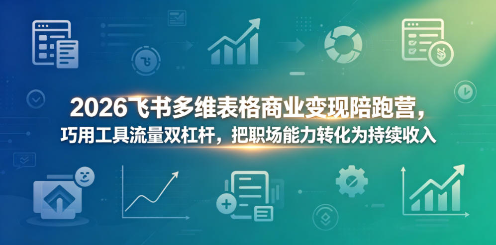 2026飞书多维表格商业变现陪跑营，巧用工具流量双杠杆，把职场能力转化为持续收入 - 52网创-52网创