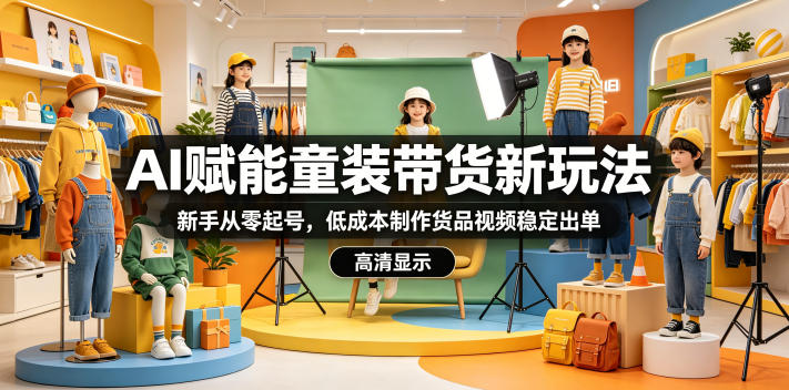 AI赋能童装带货新玩法，新手从零起号，低成本制作货品视频稳定出单 - 52网创-52网创