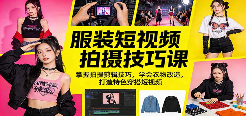 服装短视频拍摄技巧课:掌握拍摄剪辑技巧,学会衣物改造,打造特色穿搭短视频 服装短视频拍摄技巧课:掌握拍摄剪辑技巧,学会衣物改造,打造特色穿搭短视频