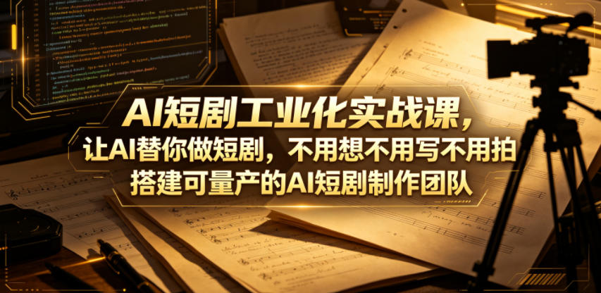AI短剧工业化实战课，让AI替你做短剧，不用想不用写不用拍，搭建可量产的AI短剧制作团队 - 52网创-52网创