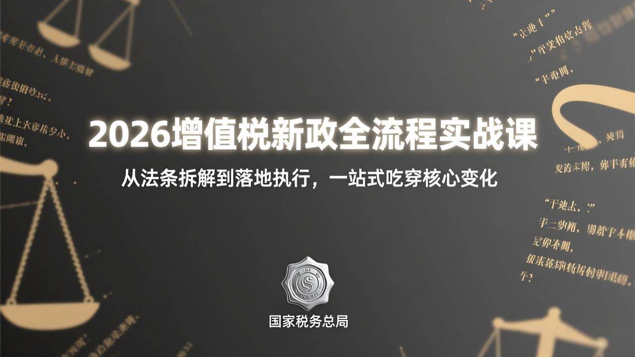 （17529期）2026增值税新政全流程实战课：从法条拆解到落地执行，一站式吃透核心变化-52网创