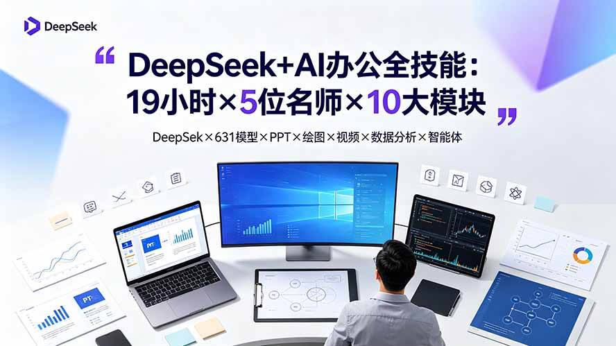 (19411期)DeepSeek+AI办公全技能:19小时×5位名师×10大模块,DeepSeek×631模型×PPT×绘图×视频×数据分析×智能体 (19411期)DeepSeek+AI办公全技能:19小时×5位名师×10大模块,DeepSeek×631模型×PPT×绘图×视频×数据分析×智能体