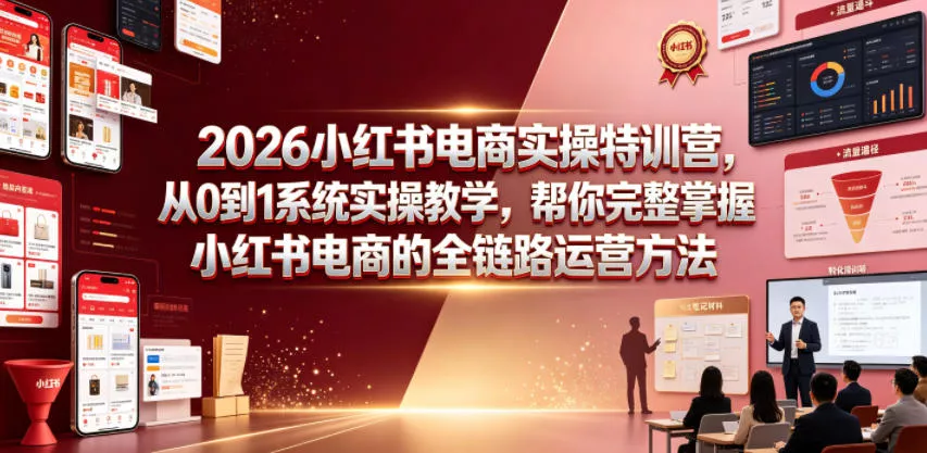 2026小红书电商实操特训营，从0到1系统实操教学，帮你完整掌握小红书电商的全链路运营方法 - 52网创-52网创