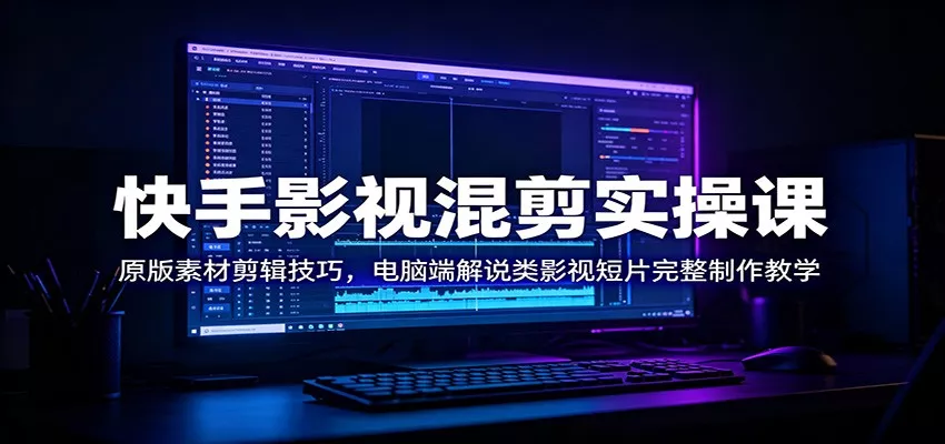 快手影视混剪实操课：原版素材剪辑技巧，电脑端解说类影视短片完整制作教学-52网创