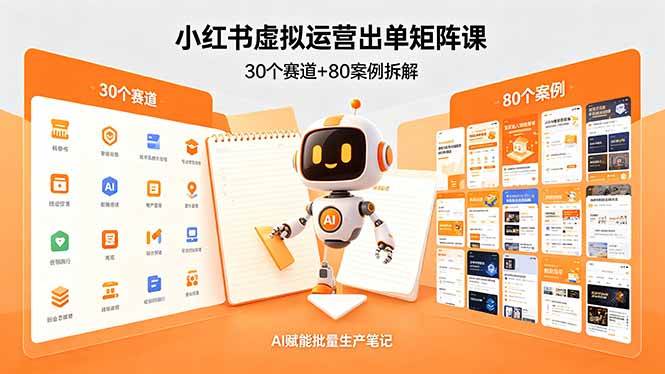 （18342期）小红书虚拟运营出单矩阵课：30个赛道+80案例拆解，AI赋能批量生产笔记 - 52网创-52网创