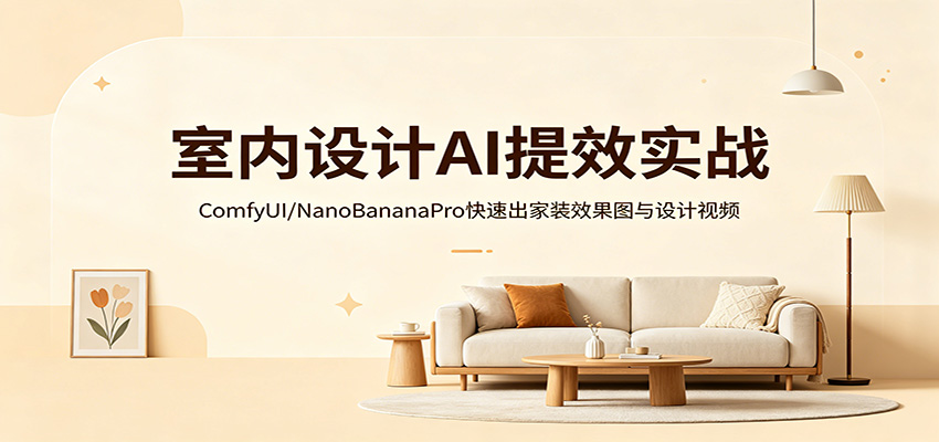 室内设计AI提效实战：ComfyUI/NanoBananaPro快速出家装效果图与设计视频 - 52网创-52网创