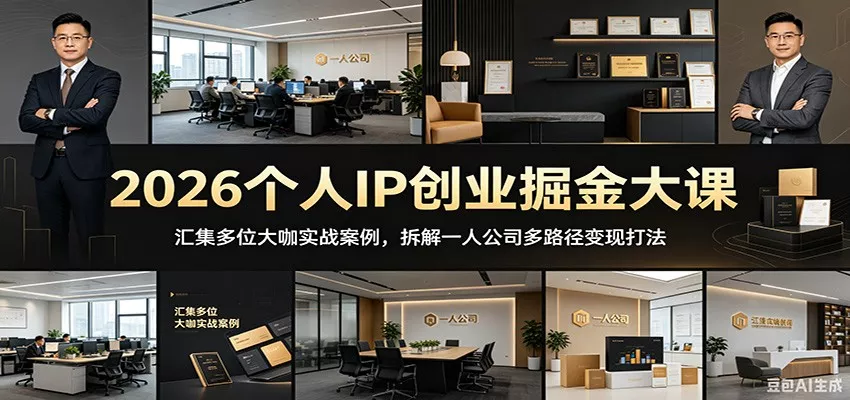 2026个人IP创业掘金大课：汇集多位大咖实战案例，拆解一人公司多路径变现打法 - 52网创-52网创