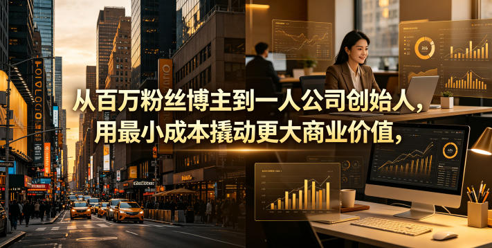 从百万粉丝博主到一人公司创始人，用最小成本撬动更大商业价值 - 52网创-52网创