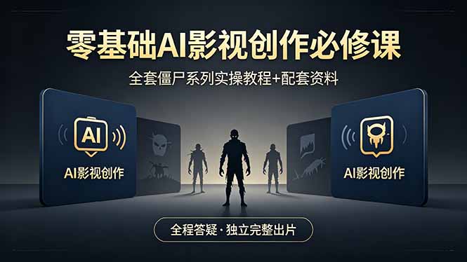 零基础AI影视创作必修课，全套僵尸系列实操教程加配套资料，全程答疑带你独立完整出片 - 52网创-52网创