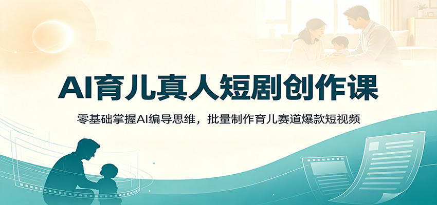 AI育儿真人短剧创作课：零基础掌握AI编导思维，批量制作育儿赛道爆款短视频 - 52网创-52网创