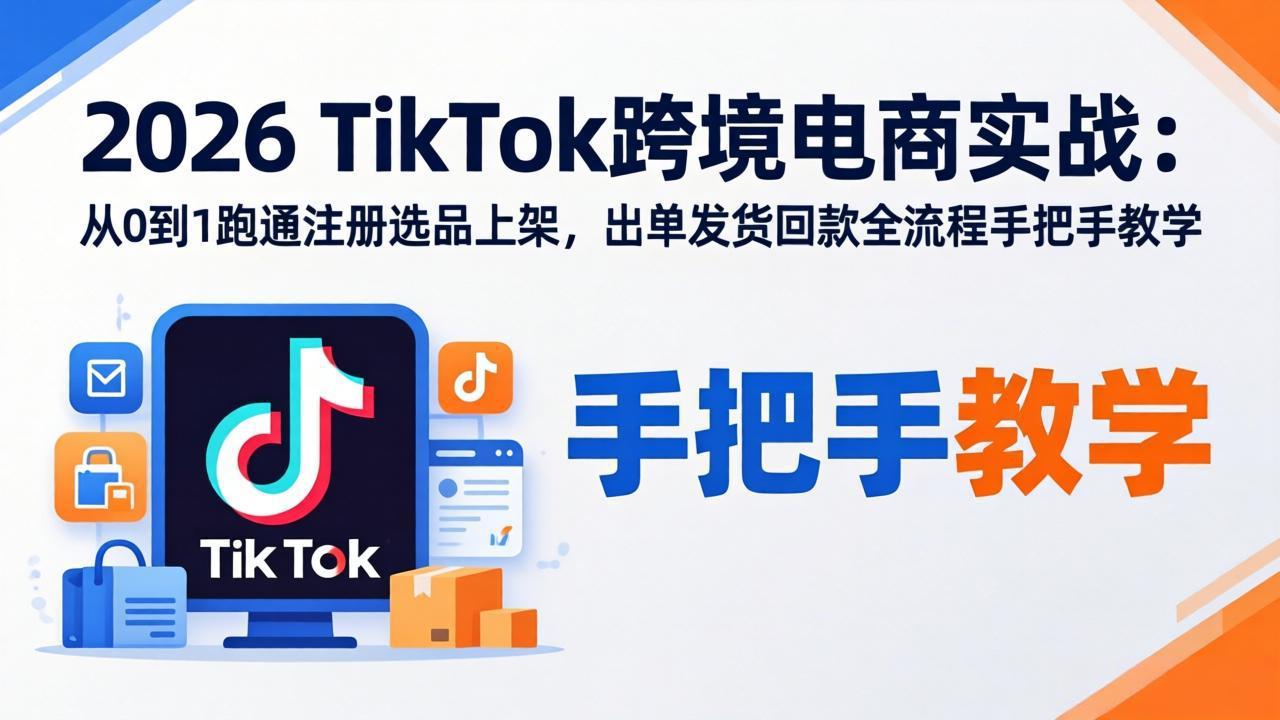 2026TikTok跨境电商实战：从0到1跑通注册选品上架，出单发货回款全流程手把手教学 - 52网创-52网创